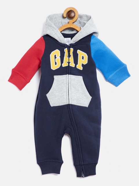 

GAP Baby Boys Graphic Hoodie One-Piece, Navy blue