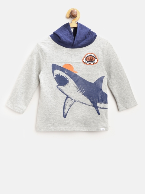 

GAP Boy's Hoodie Long Sleeves T-shirt, Grey melange