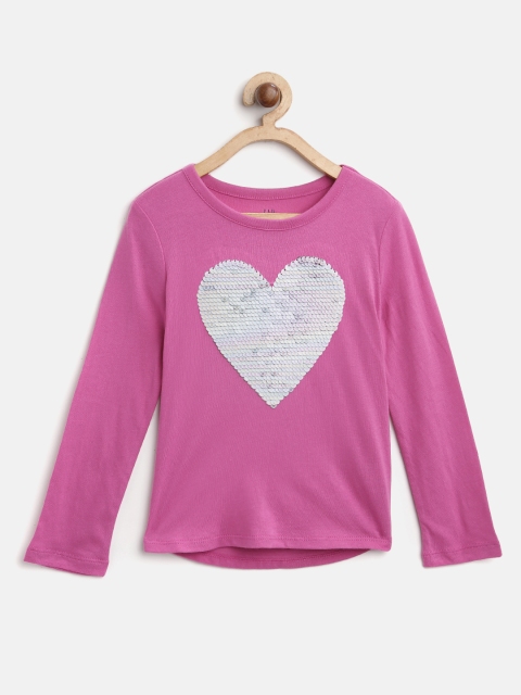 

GAP Girls Flippy Sequin Graphic Long Sleeve T-shirt, Pink