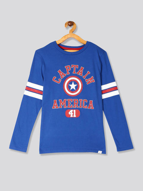 

GAP Boys Blue Captain America Printed Round Neck T-shirt