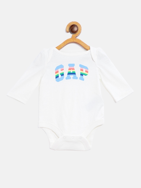 

GAP Baby Girls Logo Stripe Long Sleeve Bodysuit, Off white