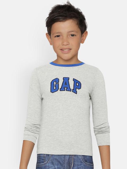 

GAP Boy's Logo Long Sleeves T-shirt, Grey melange