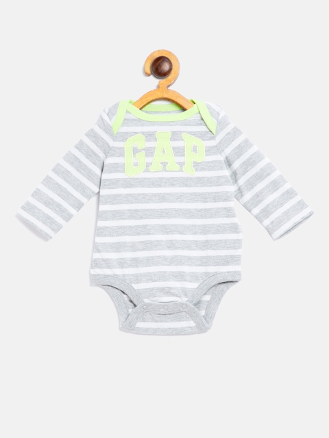 

GAP Baby Boys Logo Long Sleeve Bodysuit, Grey melange