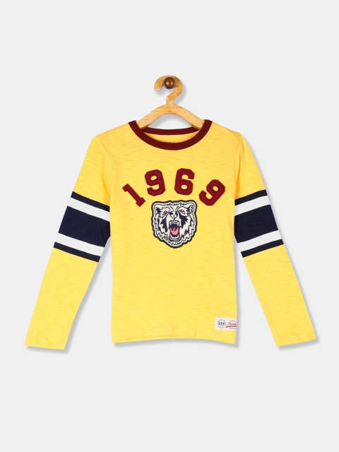 

GAP Boys Yellow Applique Detailed Round Neck T-shirt