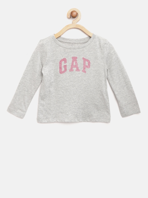 

GAP Girl Graphic Long Sleeves T-shirt, Grey melange