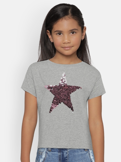 

GAP Girl's Grey Sequinned Short Sleeve T-Shirt