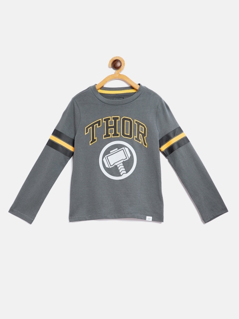 

GAP Boys Charcoal Grey Printed Round Neck T-shirt