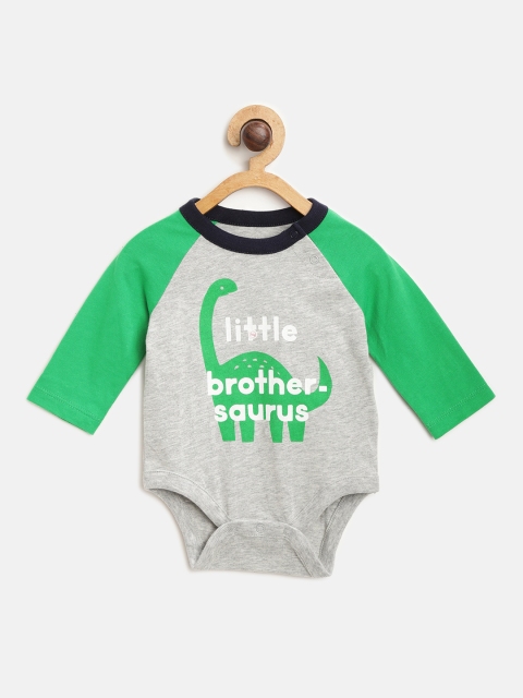 

GAP Baby Boy's Print Long Sleeve Bodysuit, Grey melange