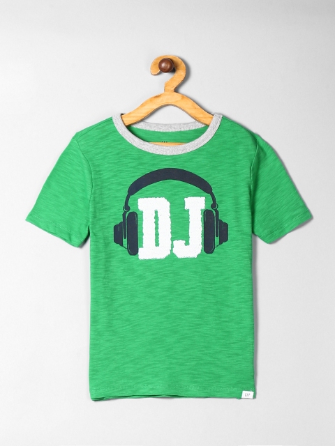 

GAP Boys Green Solid Round Neck T-shirt