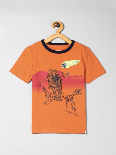 

GAP Boys Orange Dinosaur Graphic Short Sleeve T-Shirt