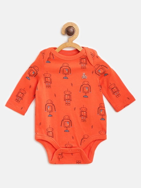 

GAP Baby Boys Printed Long Sleeve Bodysuit, Orange