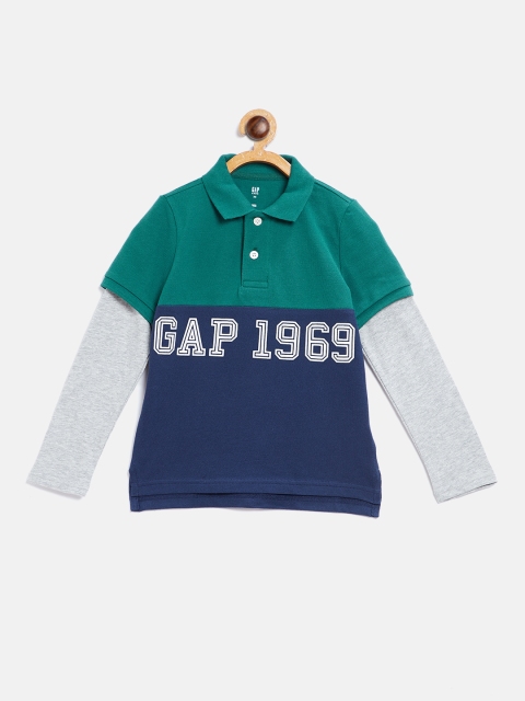 

GAP Boys Colorblocked Logo Polo T-Shirt, Green