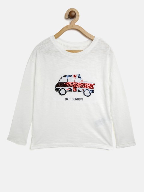

GAP Girl's Flippy Sequin Graphic T-Shirt, Off white