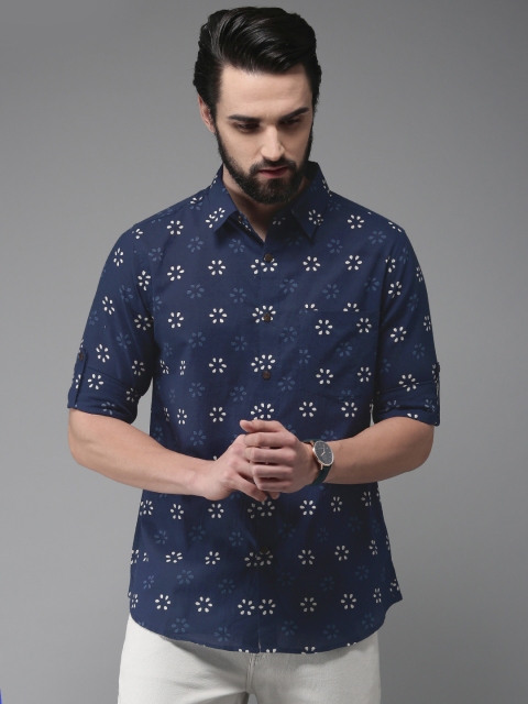 

Anouk Men Blue Regular Fit Printed Casual Shirt