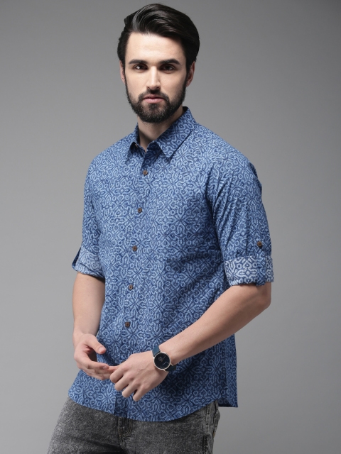 

Anouk Men Blue Regular Fit Printed Casual Shirt