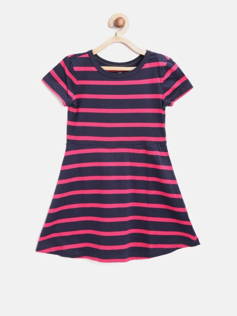 

GAP Girl's Striped Skater Dress, Navy blue