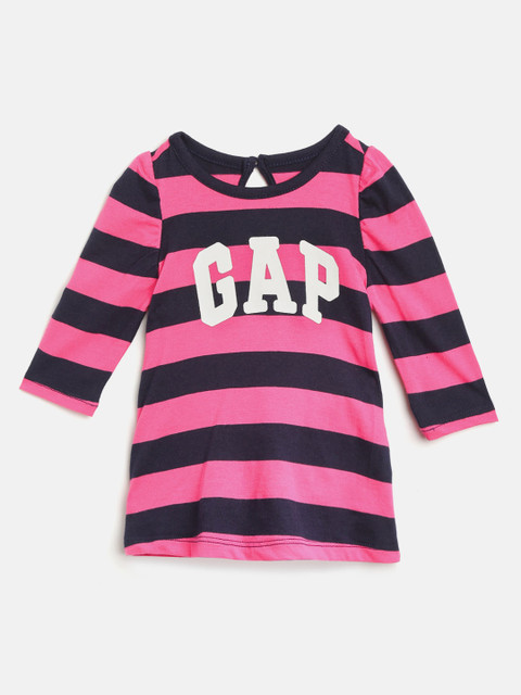 

GAP Baby Girl's Stripe Logo Dress, Pink