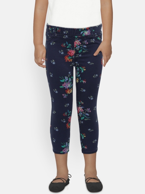 

GAP Girl's Navy Blue Floral Ankle Jeggings with Fantastiflex