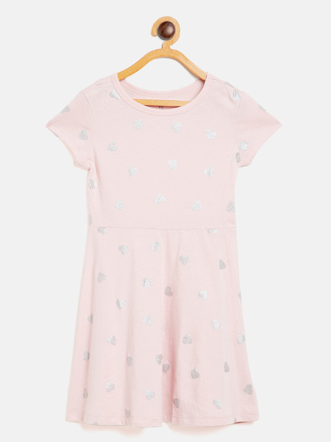 

GAP Girls Pink & Silver Printed A-Line Dress