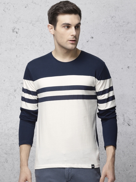 

Ecko Unltd Men Navy Blue & White Colourblocked Slim Fit Round Neck T-shirt