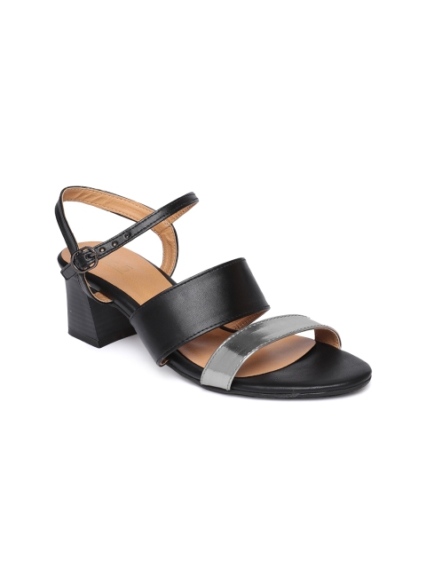 

Inc 5 Women Black & Silver-Toned Colourblocked Heels