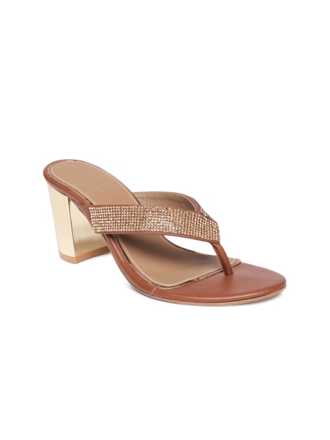 

Inc 5 Women Tan Brown Solid Sandals
