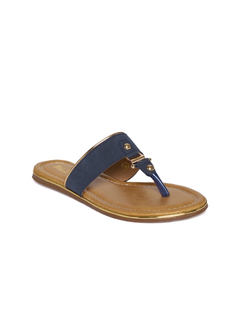 

Inc 5 Women Navy Blue Solid T-Strap Flats