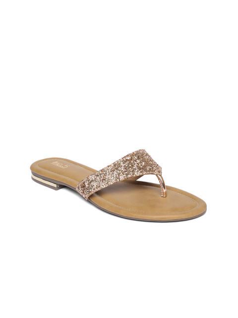 

Inc 5 Women Rose Gold Toned Textured T-Strap Flats