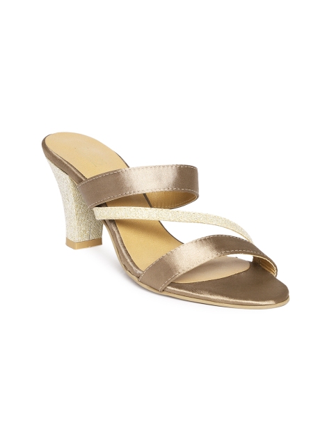 

Inc 5 Women Brown & Gold-Toned Colourblocked Heels