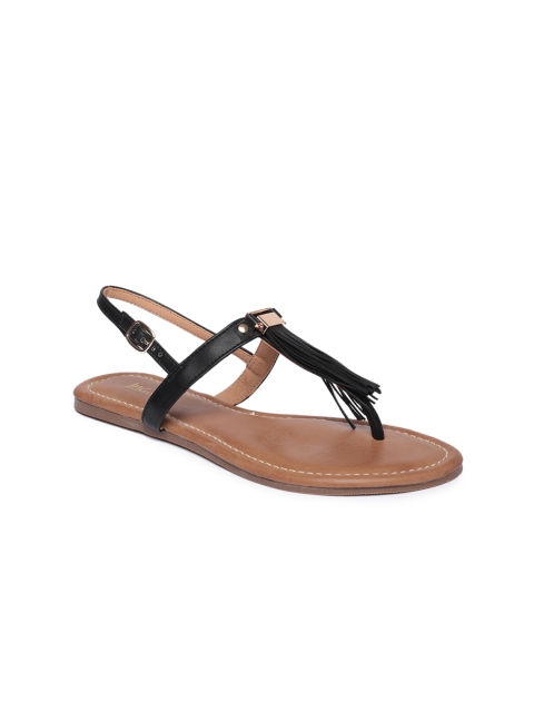 

Inc 5 Women Black Tassel Detail T-Strap Flats