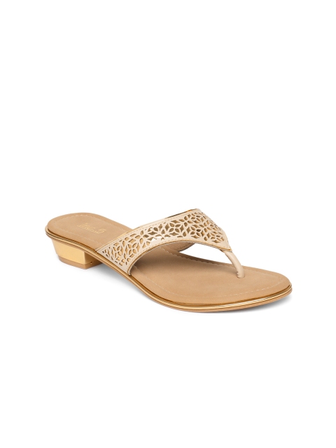 

Inc 5 Women Beige & Gold-Toned Solid Open Toe Flats