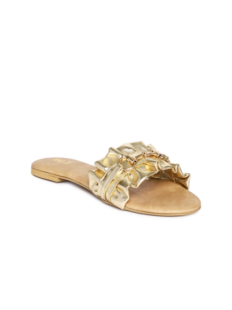 

Inc 5 Women Gold-Toned Embellished Open Toe Flats