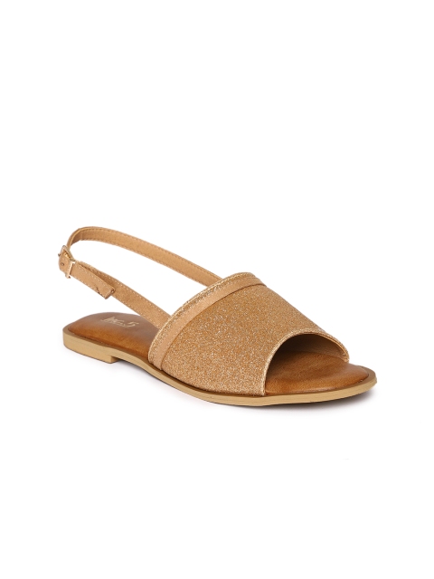 

Inc 5 Women Gold-Toned Solid Open Toe Flats