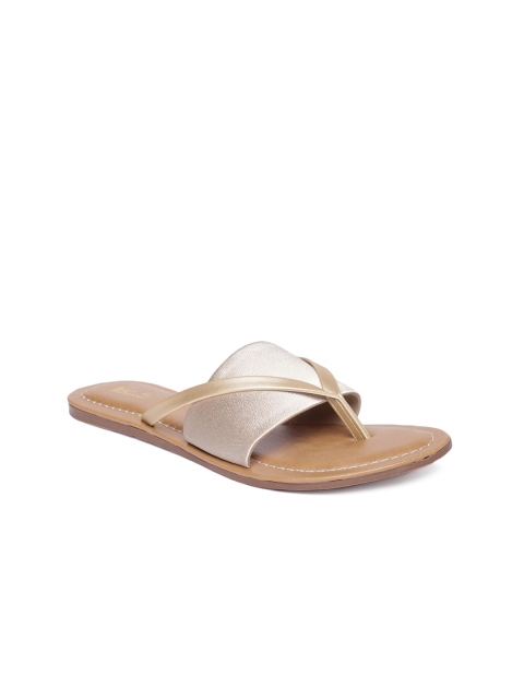 

Inc 5 Women Gold-Toned Solid Open Toe Flats