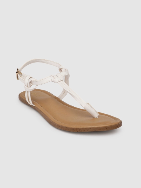 

Inc 5 Women White Solid T-Strap Flats