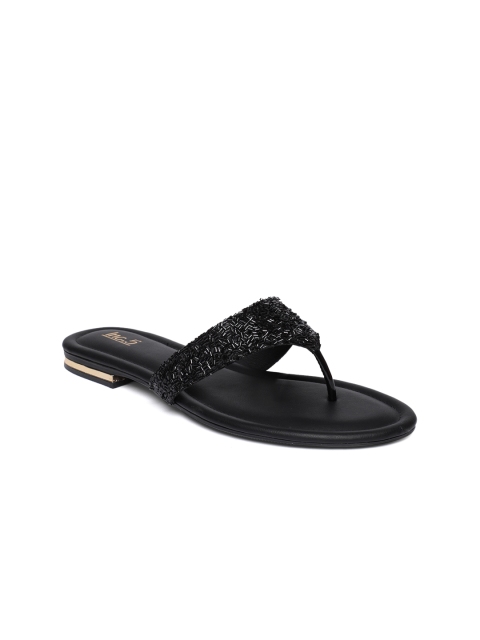 

Inc 5 Women Black Textured T-Strap Flats