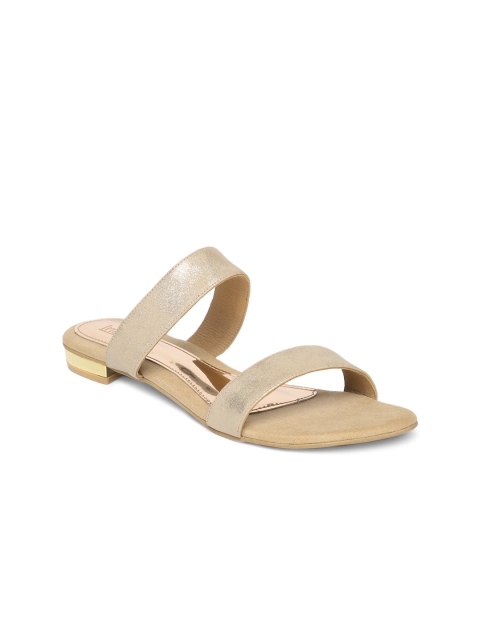 

Inc 5 Women Gold-Toned Solid Open Toe Flats