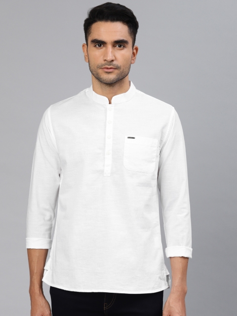

Peter England Casuals Men White Solid Straight Kurta