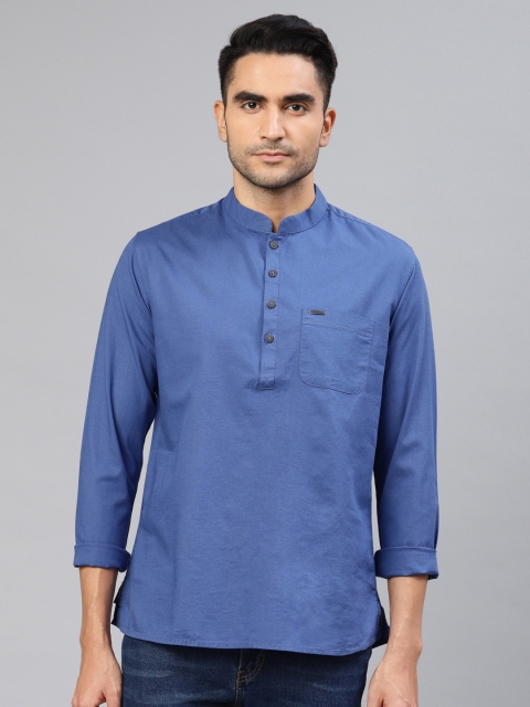 

Peter England Casuals Men Blue Solid Straight Kurta