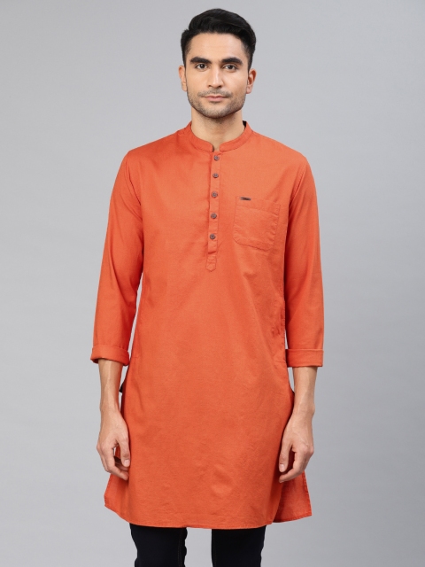 

Peter England Casuals Men Orange Solid Straight Kurta