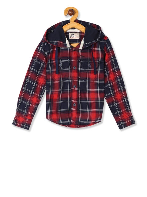 

Flying Machine Boys Red & Navy Blue Regular Fit Checked Casual Shirt