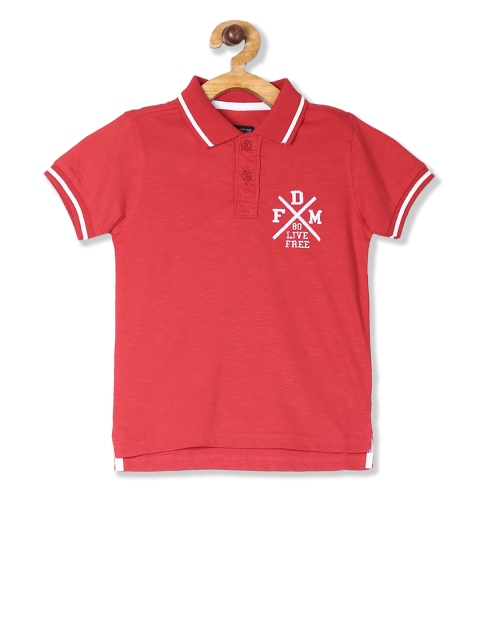 

Flying Machine Boys Red Solid Polo Collar T-shirt