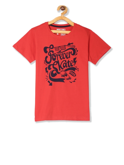 

Flying Machine Boys Red and Black Printed Polo Collar T-shirt