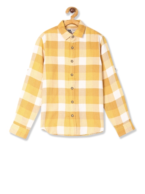 

Flying Machine Boys Yellow & White Regular Fit Checked Casual Shirt