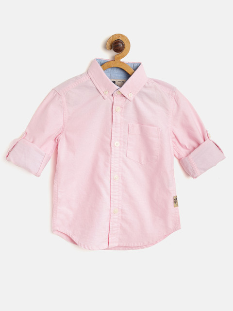 

Flying Machine Boys Pink Regular Fit Solid Casual Shirt