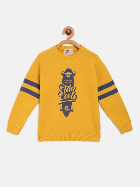 

Flying Machine Boys Mustard Yellow & Navy Skateboard Print Pullover