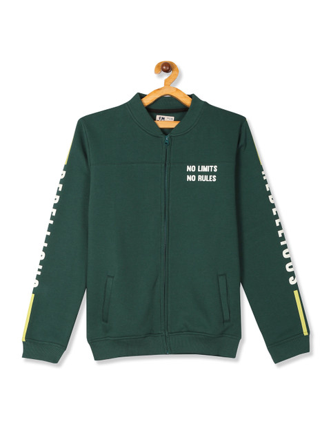 

Flying Machine Boys Green Solid Sweatshirt