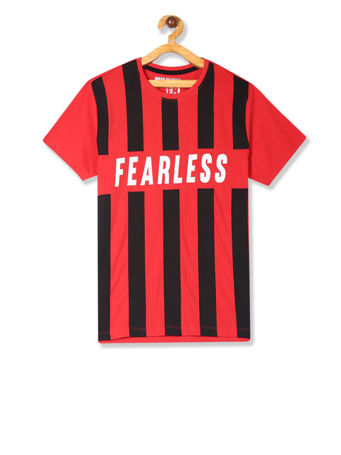 

Flying Machine Boys Red Striped Polo Collar T-shirt