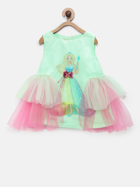 

Barbie by Many Frocks & Girls Green Fit and Flare Dress