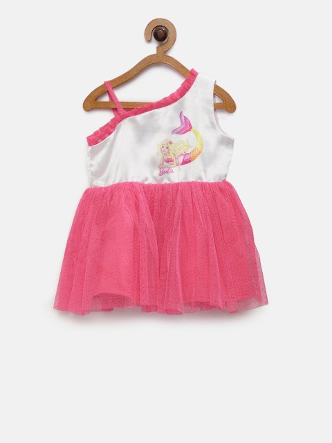 

Barbie by Many Frocks & Girls Pink & White Fit and Flare Dress